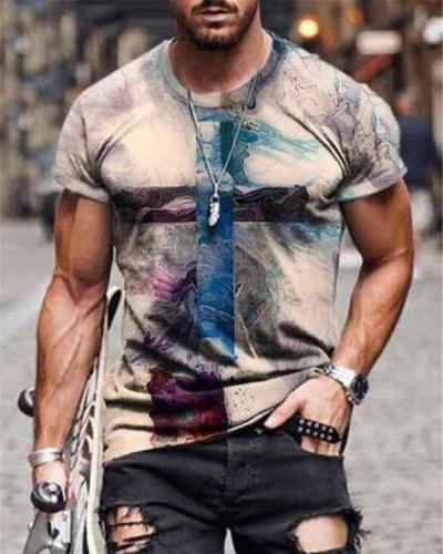 Mens Fashion Short Sleeve Print T-shirt