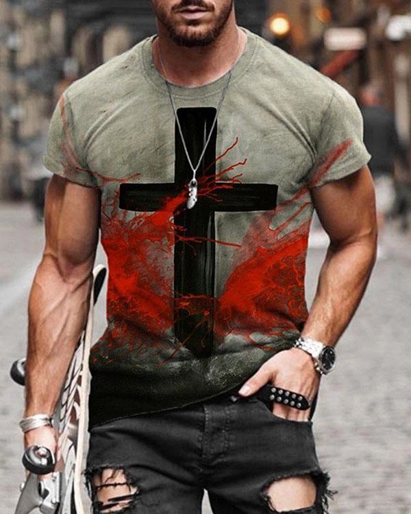 Mens Fashion Short Sleeve Print T-shirt