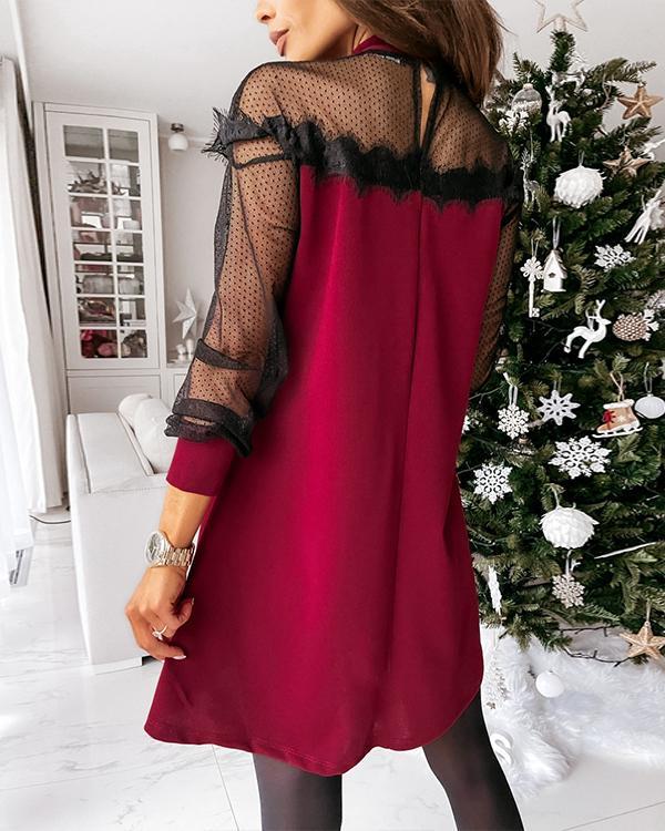 Solid Color Long Sleeves Above Knee Dress