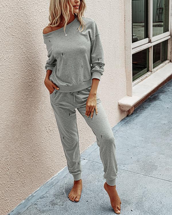Fashion Casual Long Sleeve Round Neck Women Suit
