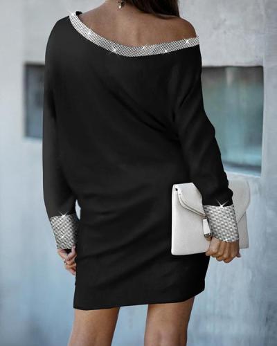 Solid Long Sleeves Sheath Above Knee Casual Dresses