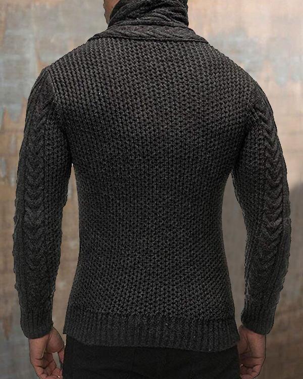 Men's Solid Button Casual Knitting Outerwear