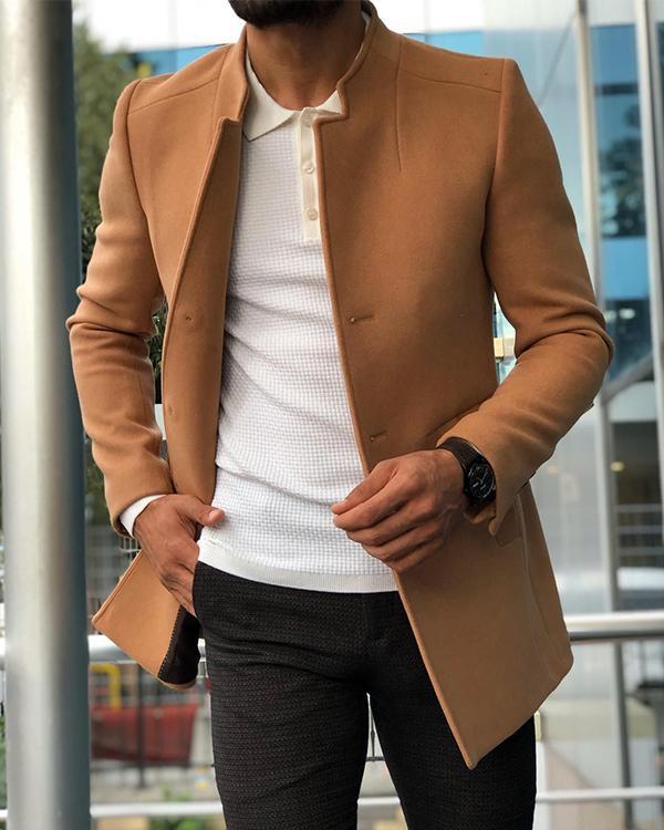 Fashion Men's Slim Fit Wool Coat