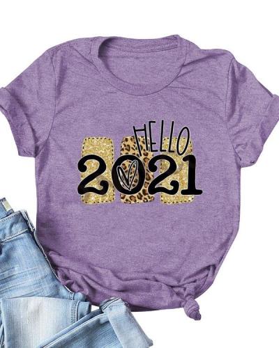 Hello 2021 Print Daily T-shirts For Women