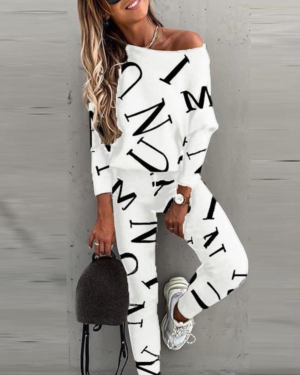 Fashion Letter All over Print Jogging Suits