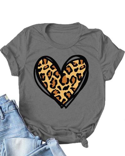 Valentine's Day Printed Love Heart Short Sleeves T-Shirt