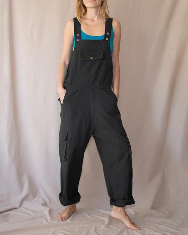 Casual Multi-pocket Overalls Casual Shift Pockets One-pieces Jumpsuits