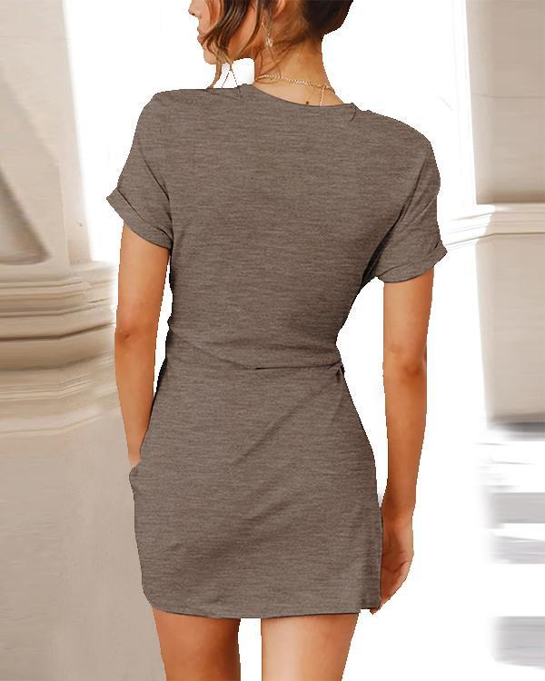 Women Casual Short Sleeve Fashion Mini Dress