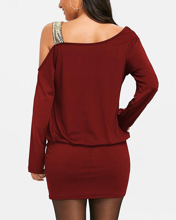 Off Shoulder Bodycon Long Sleeve Dress