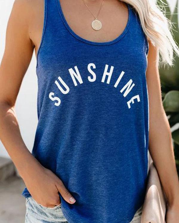 The Letters Print Summer Casual Tank Tops