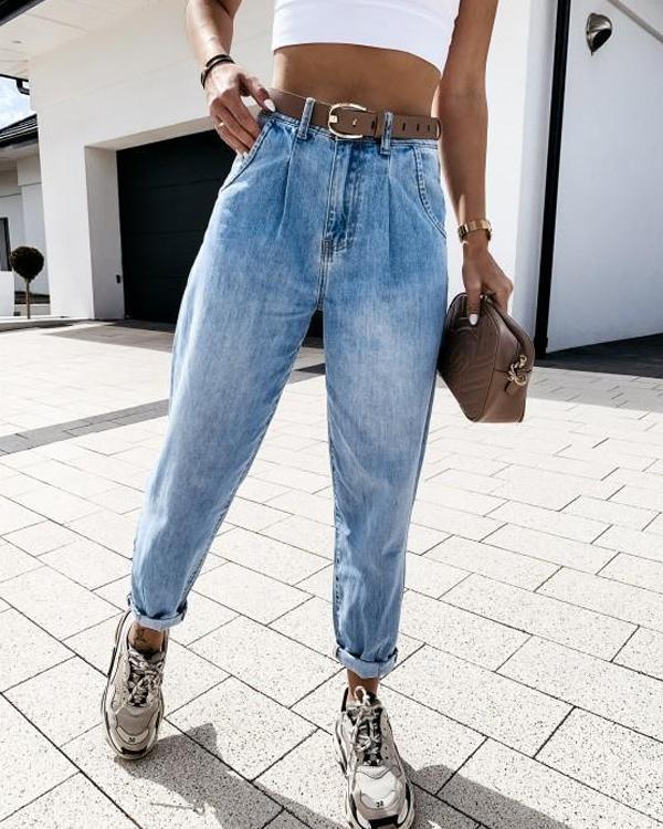 Women Fashion Denim Casual Daily Pants