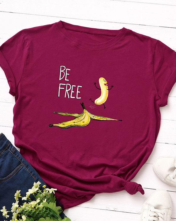 Be Free Print Short Sleeve T-Shirt