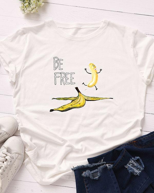 Be Free Print Short Sleeve T-Shirt