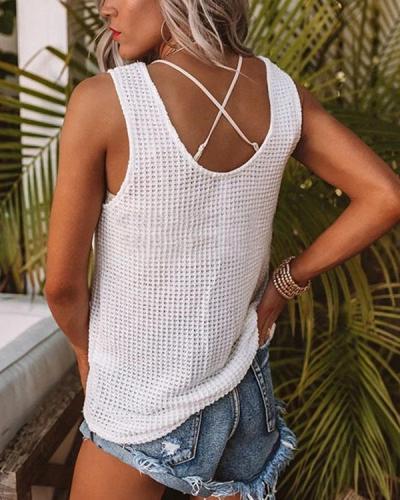 Sleeveless Knitted Pocket T-shirt Fashion Vests
