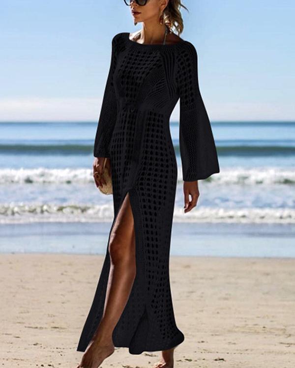 Long Mesh Crochet Tunic Beach Swim Dress Cover ups