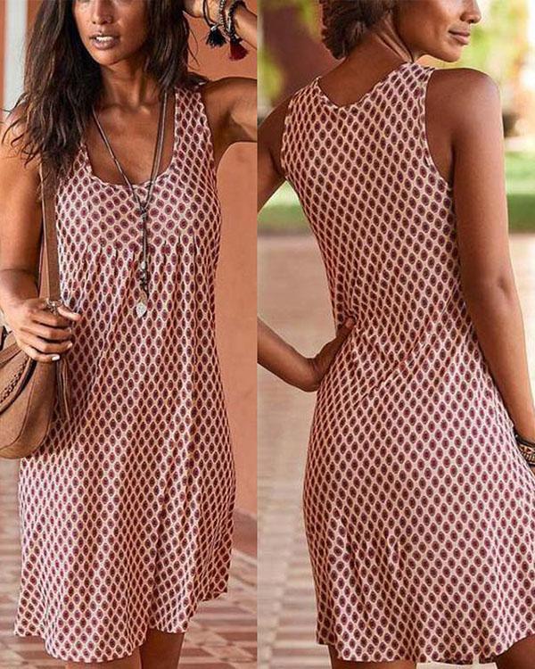 Print Beachside Sleeveless Mini Dress