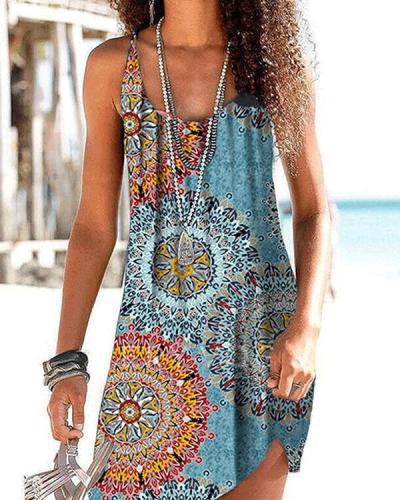 Print Sleeveless Casual Vacation Dresses