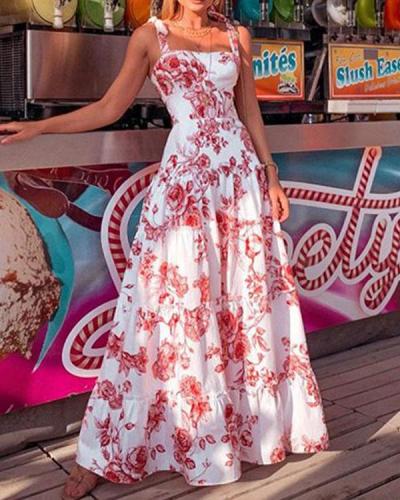 Women Charming Floral Summer Vacation Dress