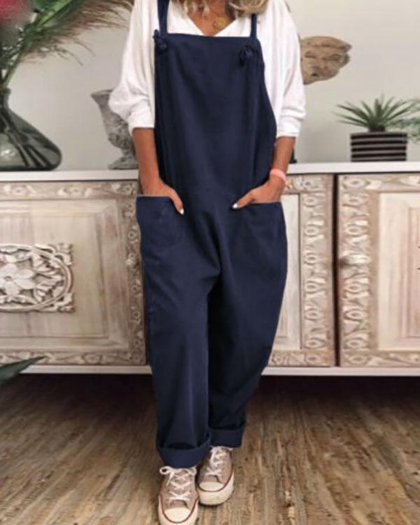 Womens Plus Size S-5XL Overalls Casual Loose Jumpsuit