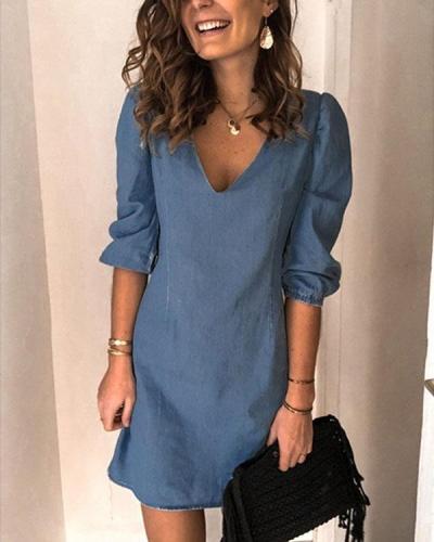 Women Casual Simple Daily Work Pure Color Midi Dress