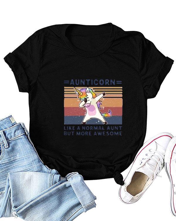 Cute Cartoon Print T-shirt Short Sleeve Tops