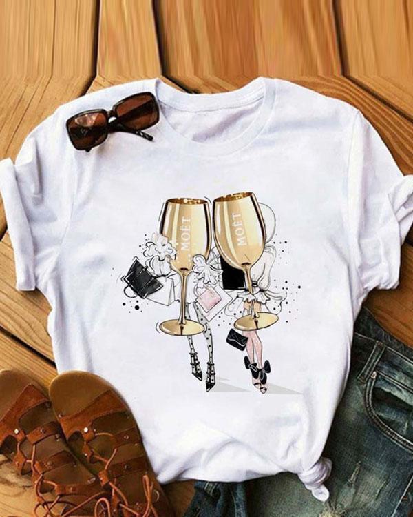 Cute White T-shirt Short Sleeve Tops Casual Teen Shirts