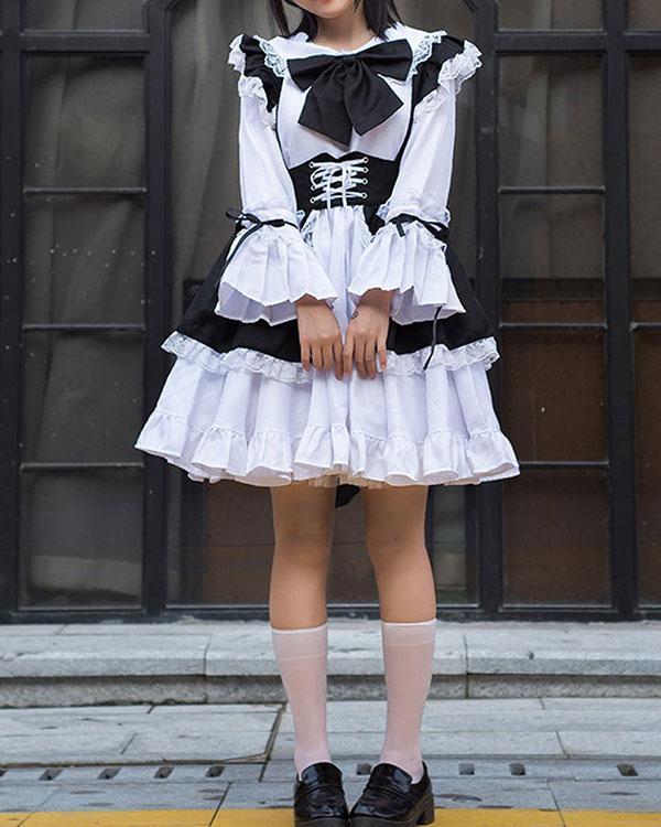 Sexy Maid Cosplay Costume Women French Maid Schoolgirl Outfit Dress