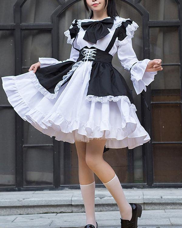 Sexy Maid Cosplay Costume Women French Maid Schoolgirl Outfit Dress