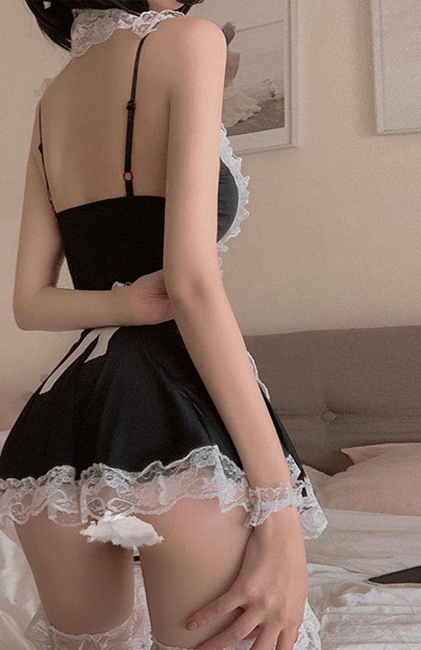 Women Fetish Lingerie Girlfriend Gift French Maid Cosplay Dresses Erotic Lingerie Nightwear Set
