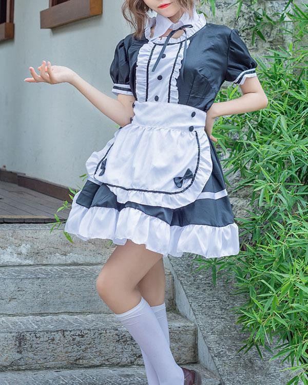 Sexy Maid Cosplay Costume Women French Maid Dress Schoolgirl Outfit Babydoll Dresses