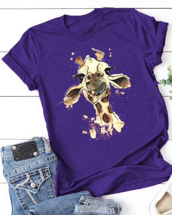 The Giraffe Printing Short Sleeve T-shirt