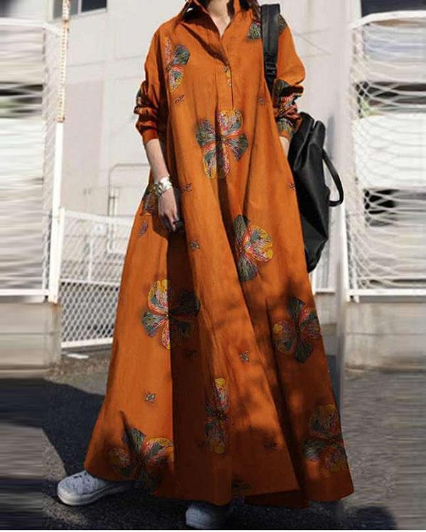 Vacation Bohemia Print Loose Maxi Dresses