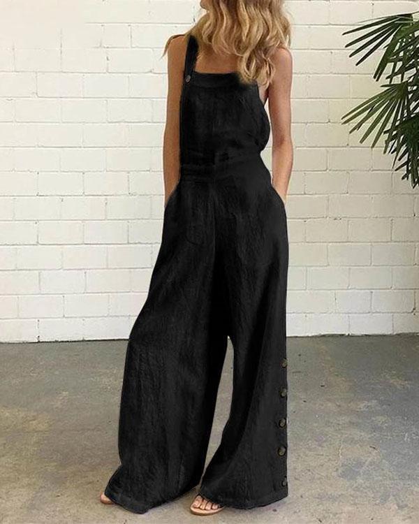 Women's Solid Color Vintage One-Pieces Jumpsuit