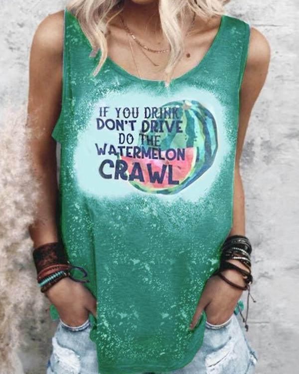 Crew Neck Watermelon Printed Casual Vest