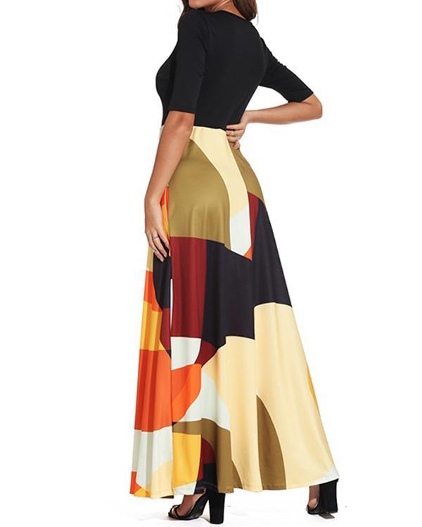US$ 32.99 - High Waist Color Block Dress - www.narachic.com
