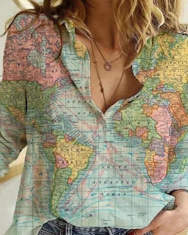 Creative World Globe Map All Over Print T-shirt | Perfect Gift | Adults and Teenagers Unisex T shirt