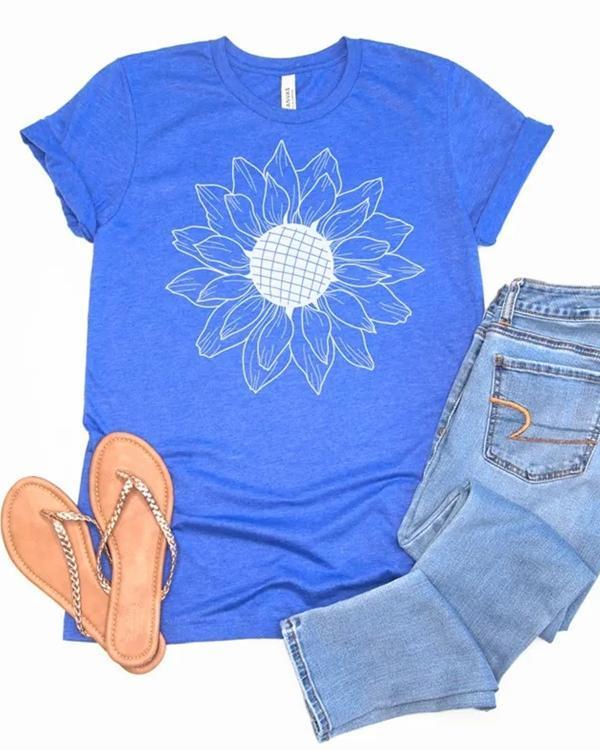 Casual Sunflower Tees T-shirt