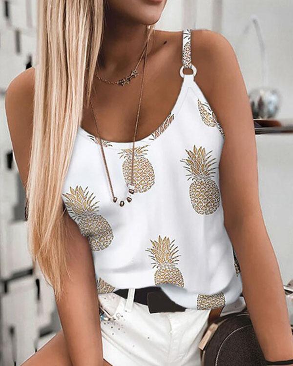 Pineaplple Print Sexy Vest