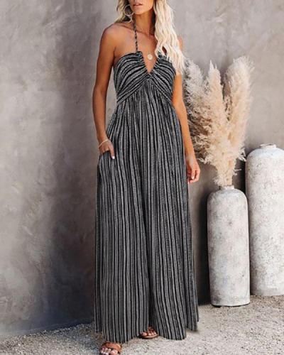 Strap Wrapped Chest Long Slit Dress