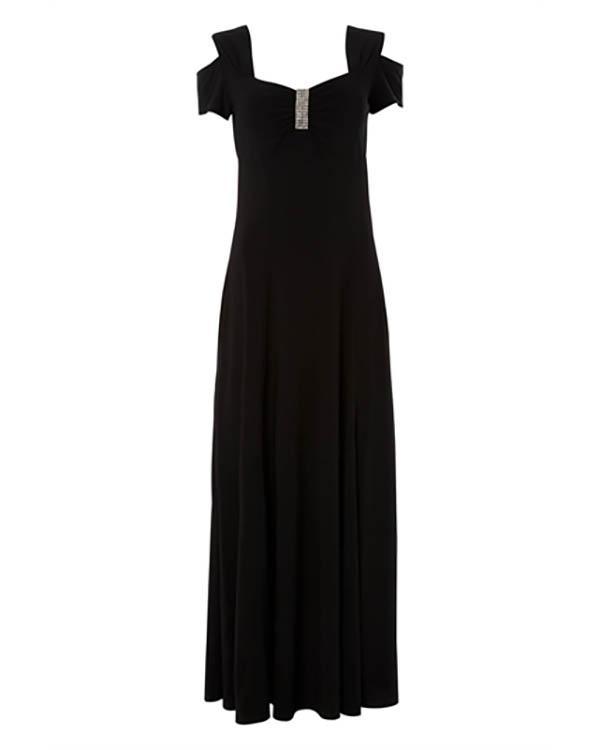 Black Diamante Cold Shoulder Maxi Dress