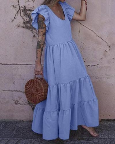 Summer Sleeveless Maxi Sundress Gown V Neck