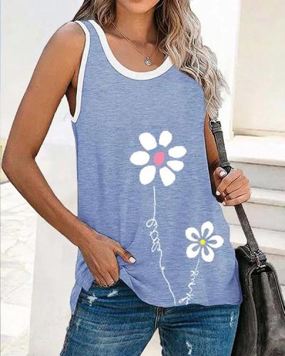 Casual Floral Sleeveless Vests