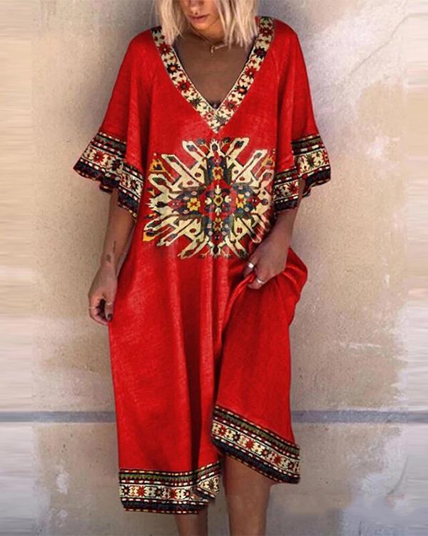 Beach Bohemian Print Big Dress