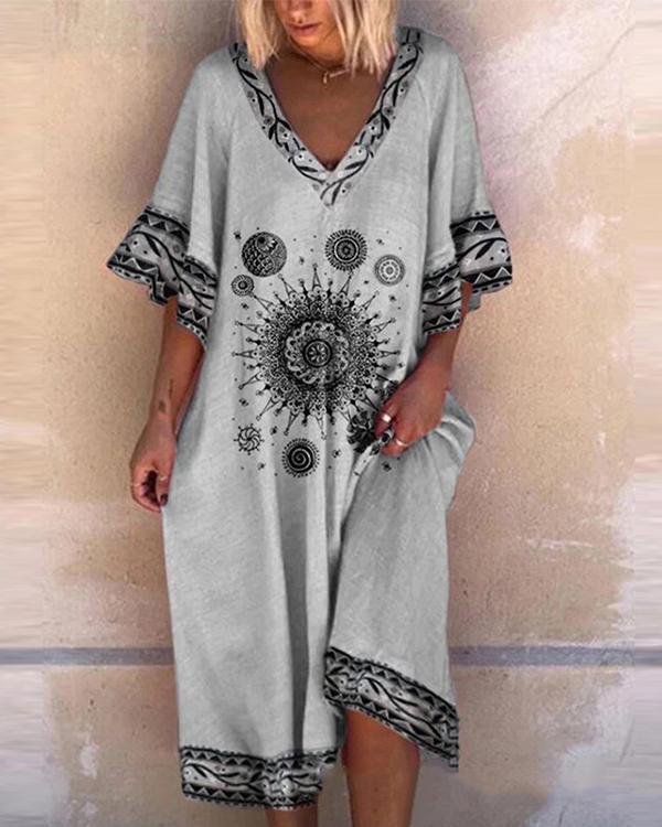 Beach Bohemian Print Big Dress