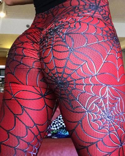 Mid-Waist Spiderweb Fitness Legging Yoga Pants