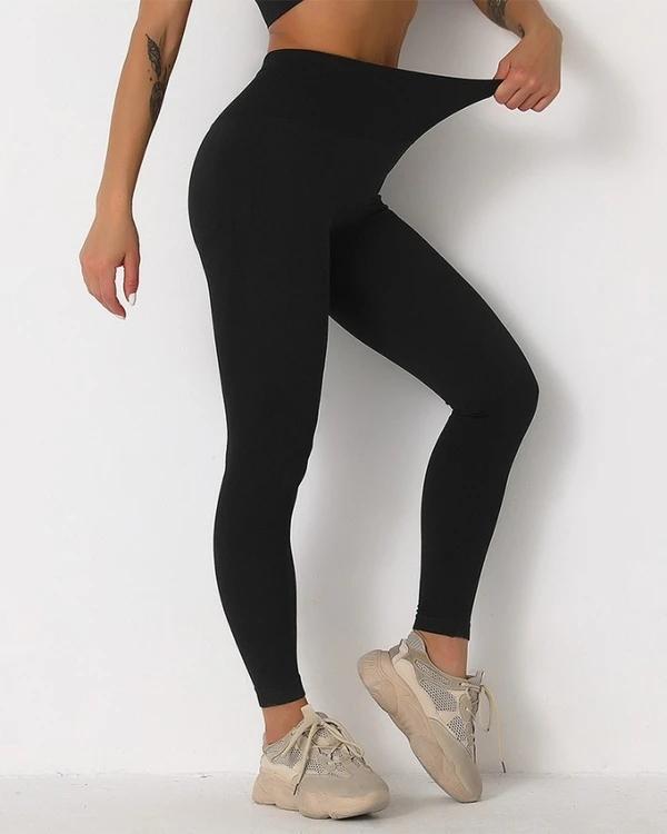 Solid High Elastic Breathable High Waist Active Leggings