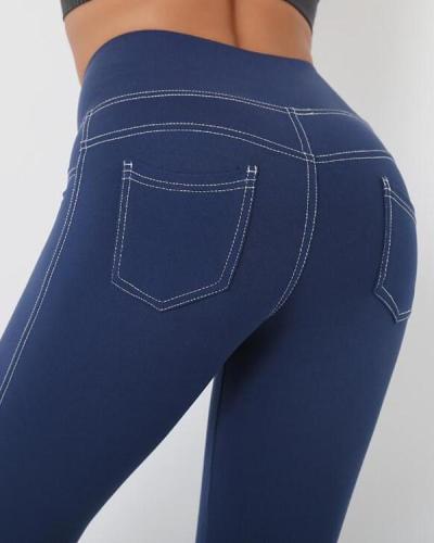 Faux Denim Leggings High Waist Seamless Leggings