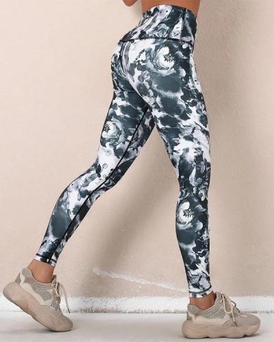 All Over Print High Waist Skinny Sport Yoga Pants Leggings