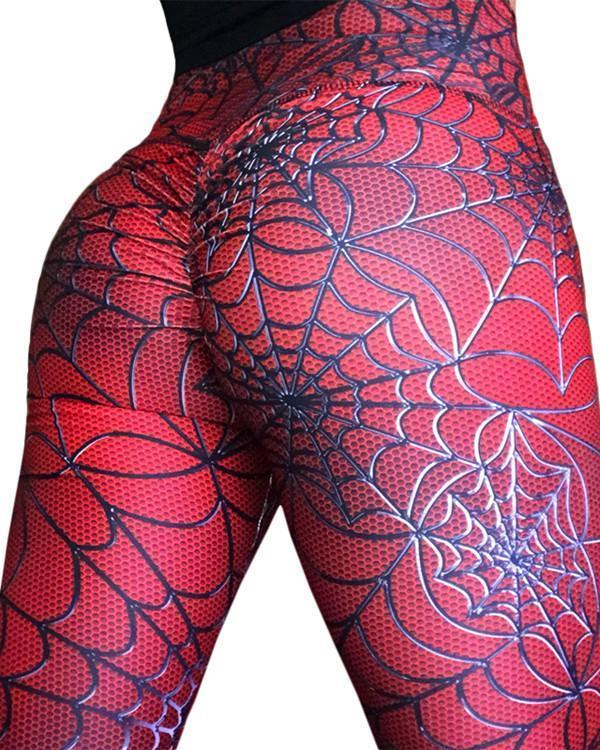 Mid-Waist Spiderweb Fitness Legging Yoga Pants