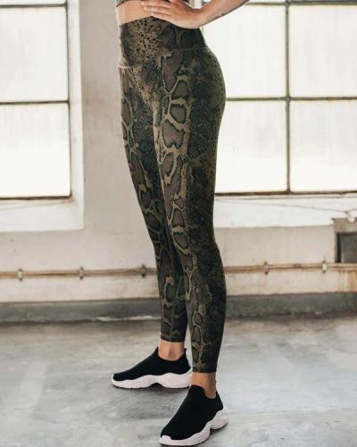 Women's Snake Skin Trousers Yoga Wear Fitness Suit